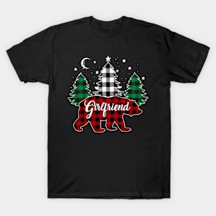 Girlfriend Bear Buffalo Red Plaid Matching Family Christmas T-Shirt